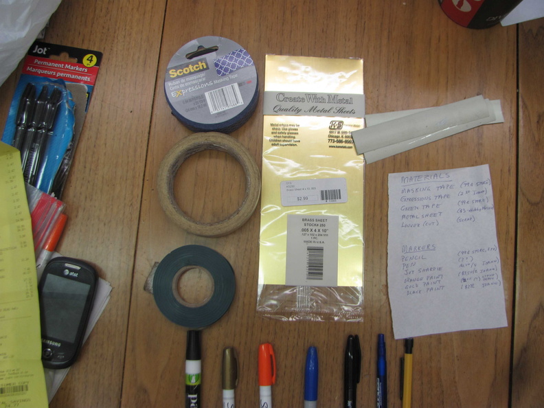 Marking Trial 1 - The Tags (masking tape, metal shim stock, metal louver strips)
