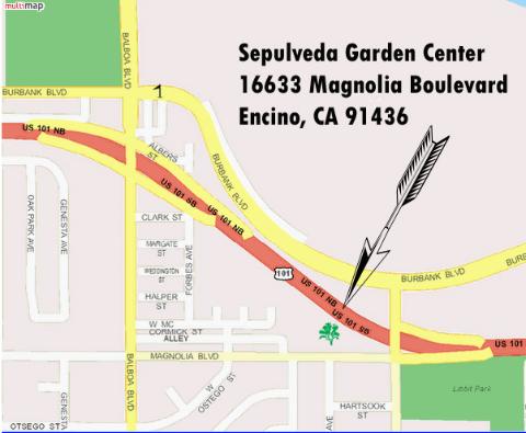 map with overlay address of Sepulveda Garden Center